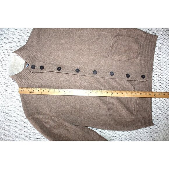OSCAR DE LA RENTA 100 Cotton men brown sweater Size XL Long Sleeve Button front - Picture 5 of 11